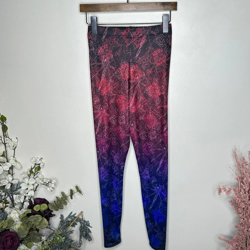 BLACKMILK Stranger Things Demogorgon Hunters Graffiti Leggings Ombre {G47} - Picture 4 of 6